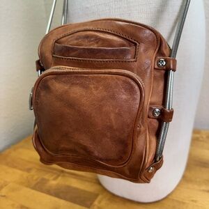 RARE Alexander Wang Tan Lambskin Mini Brenda Camera Bag Snake Chain